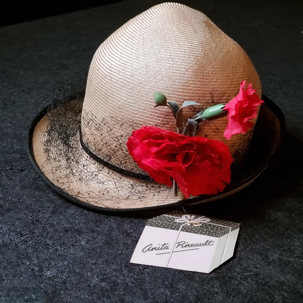 💙*) VINTAGE 1960s Anita Pineault Womens Bowler New with Tags - Picture 2 of 7
